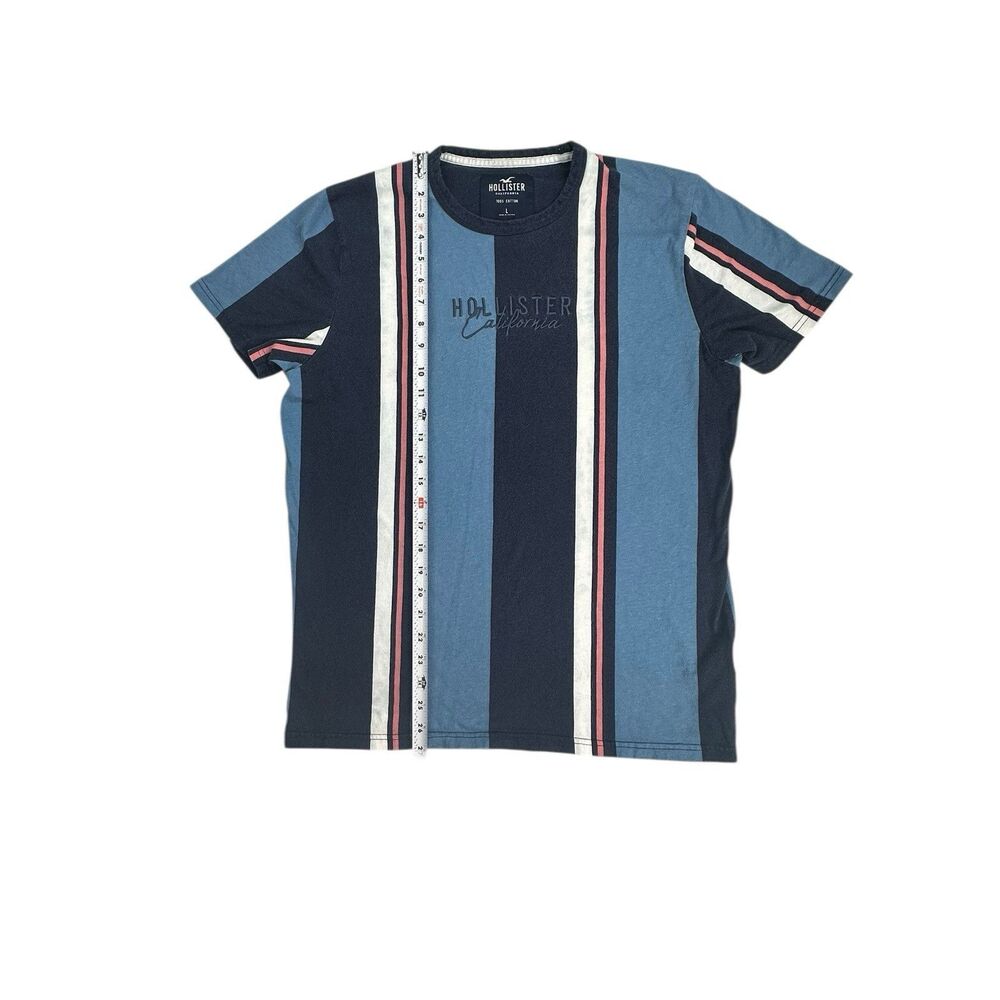 Hollister Striped Embroidered Graphic Short Sleeved Men’s T-Shirt Size Large - Picture 7 of 11